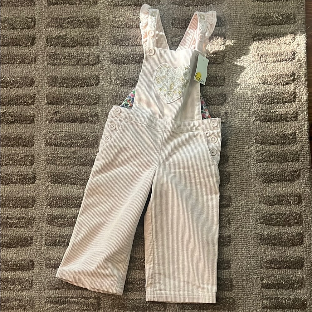 Striped Overalls with Heart Detail